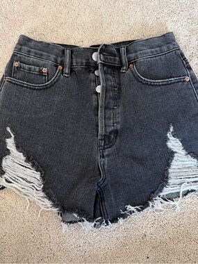 PacSun Black Distressed High-Rise Denim Cutoff Shorts